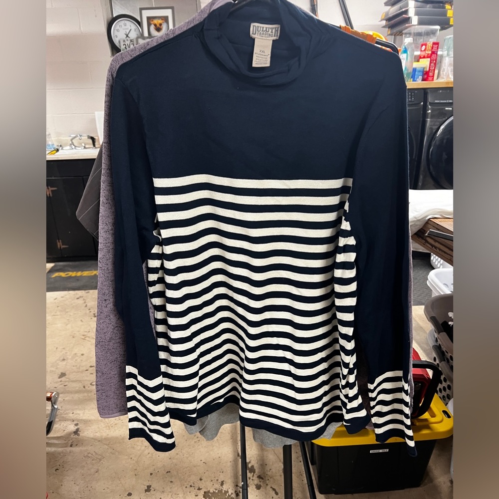 Duluth trading navy blue cowl neck sweater